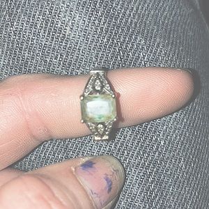 Diamond and aqua marine ring